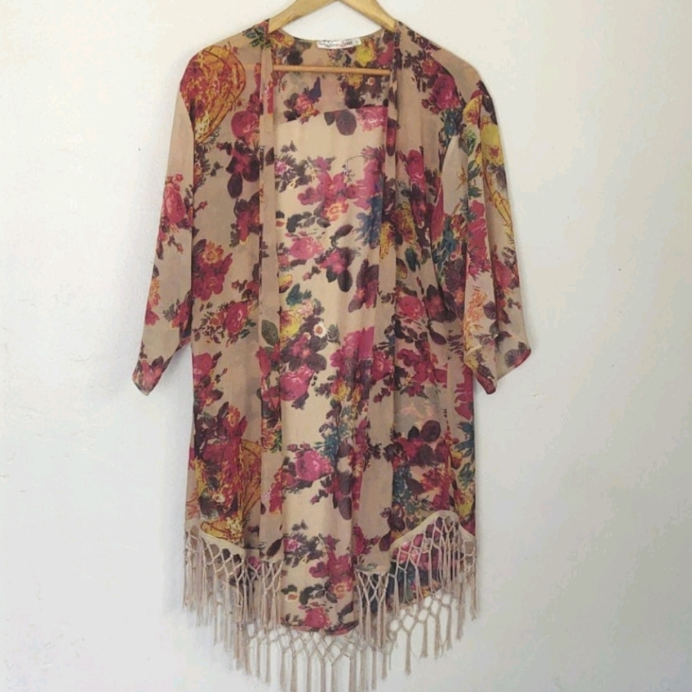 Sans Souci Boho Floral kimono size Lg